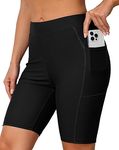 ATTRACO Swim Shorts with Pocket for Women Long Board Shorts Swimwear Black XL