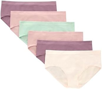 Hanes Tween Girls Underwear, Seamless Girls Panties, Boyshort & Hipster, Assorted Colors, 6-Pack, Ivory/Mint/Pink/Plum - 6 Pack, Medium