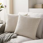 Meekio Set of 2 Ivory Pillow Covers 22 x 22 Inch Farmhouse Boho Decorative Throw Pillow Covers Linen Cushion Covers for Sofa Couch Décor