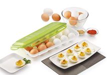 TeDeMel Egg Tray Plastic for Fridge and Oven Egg Storage Box Egg Storage Container with Lid for 12 Egg pcs, Set of 1(Any Color Clear, Light Brown, Yellow, Dark Brown Green only 1 Piece Will be Sent)