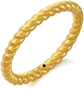 CHOW SANG SANG 999 24K Gold Essence Stackable Cubic Twisted Rope Ring for Women 92309R (Our Size 14/ US 6.5)