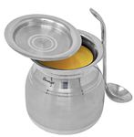 PRD CARATCAFE Pure Silver Pot for Ghee Pot,Oil,Sugar Table Servings with Lid & Spoon, Health Safe Hallmark Certified NT WT 85-90 Grams