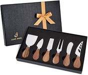 JLIAN MIOR Exquisite 6-Piece Cheese Knives Set, Stainless Steel Cheese Knife Set Collection (Acacia Wood Handle)