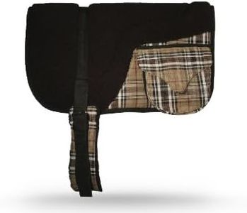 Kensington Fleece Bareback Pad with Pockets— Heavy Duty Saddle Fleece with 1” Thick Foam Center — Measures 29” Long and 36” Wide, KPBB121, Deluxe Black Plaid, One Size