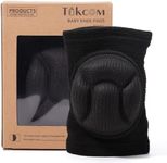 Tokcom Baby Knee Pads for Crawling, Toddler Leg Warmer, Infant Kneepads, Adjustable Elastic Leg Warmers, Black Leg Protector (Pad Plus+, Middle)