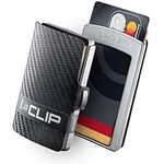 I-CLIP Original Mini Wallet with Moneyclip - Slim Wallet - Leather Wallet - Premium Wallet - Cardholder - Silver Carbon