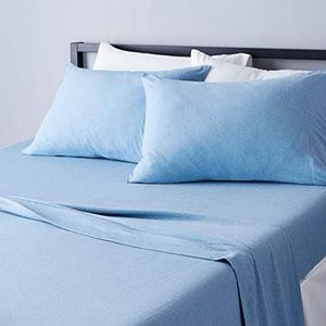 Amazon Basics Cotton Jersey Bed Sheet Set - King, Sky Blue