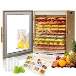 Kwasyo Dehydrator Food Dryer, 10 Trays Dehydrator ALL Stainless Steel with Drip Tray, Touch Panel, 24H Adjustable Timer, 20℃-90℃ Temperature Control, Dehydrator for Beef jerky fruit Dog Treats, 800W