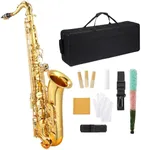 B Flat Tenor Saxophone Beginner Full Kit - Student Tenor Sax with Case, Mouthpiece, Cleaning Kit & Rod - Professional Sax Musical Instruments for Kids/Youth/Musicians