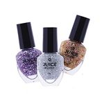 JUICE #Shine Glitter Girls | High Gloss Finish , Chip Resistant, Gel Effect, Upto 80% More Pigmented For Intense Colour | Nail Polish Combo 3 In 1 | Long Lasting Nail Paint, 15 ML