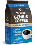 VitaCup Genius Keto Ground Coffee with MCT Oil, Increases Energy & Focus, 11 oz Bag, Medium Roast Blend With B Vitamins & Turmeric, Bold & Smooth Coffee Grounds for Drip Coffee Brewers, French Press