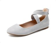 DREAM PAIRS Women's Comfortable Fashion Elastic Ankle Straps Flats Shoes,Size 5.5,Grey,Sole_Stretchy