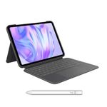 Logitech Combo Touch iPad Pro 11-inch (M4) Keyboard Case Crayon Digital Pencil (2018 and later), QWERTY UK English Layout - Grey
