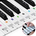 Natuce Piano Key Stickers for 37/49/54/61/88 keys, Music Piano Keyboard Stickers, Electronic Keyboards Sticker, Piano Key Note Sticker,Transparent Removable Stickers for Kids Beginner child (A)