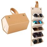 MoKo Sunglasses Organizer With 5 Slots, Travel Glasses Case Storage Portable Sunglasses Storage Case Bag Foldable Eyeglasses Holder Box Eyewear Display Containers For Women Men, Complexion, Grey