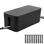 ShellKingdom Cable Management Box, Cable Organizer for Cable and Cord Management, Storage and Holder to Power Strips & Cords (Black)