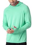 Willit Men's Sun Shirts UPF 50+ Protection Hoodie Rash Guard Shirt SPF UV Shirt Long Sleeve Fishing Outdoor Lightweight Light Green L