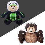 My OLi 9" Plush Halloween Toy Glow in The Dark Stuffed Animal Teddy Bear Plush Spider Stuffed Skeleton Toy with Fliptable Hats Halloween Ornaments/Gifts for Kids Baby Toddler