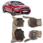 CAPEDELL Premium 7D Car Floor Mats Compatible for Mercedes Benz C Class(2018-2019) ||Luxury Leather Double Layered Mat||3Pcs||100% Waterproof and Washable||Color :-Coffee with Golden (Coffee Grass)