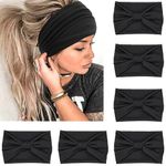 VENUSTE Wide Headbands for Women's Hair, Fashion Knotted Head Bands for Adult Women Hair Accessories, 6PCS (Black Color)