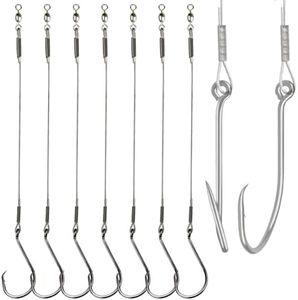 Fishing Hook Rigs 25/50 Pack - Circle Hook 1/0-10/0 with Stainless Steel Leader, Crane Swivel - Heavy Duty Saltwater Rigs for Catfish, Shark, Surf & Bottom Fishing