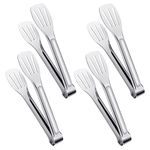 FANTESI 4 Pcs Kitchen Cooking Tongs Stainless Steel Food Serving Tongs 7'' Cooking Tongs Buffet Tongs Frying Tongs for Pasta Salad BBQ Cake Home Party