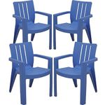 SkyGlamour Supreme Kent Plastic Chair | Modern Arm Chairs for Living Room | Garden | Office | Indoor&Outdoor Use | Plastic Chairs Set of 4 | Color: Sky Blue; Set of 4 Chairs