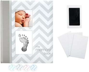 Pearhead Baby Memory Book with Ink Pad, Chevron Grey