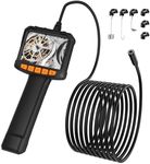 Endoscope Camera with Light, Pancellent 1920P Inspection snake, with HD Color Display Borescope, Waterproof Industrial Borescope with 8 Adjustable LED Lights, 16.5ft Semi-Rigid Cable Sewer Camera