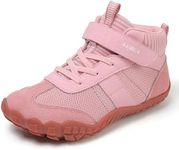 KUBUA Kids Barefoot Shoes Boys Girls High Top Minimalist Zero Drop Sneakers for Tennis Walking Hiking Athletic Pink 1 Big Kid