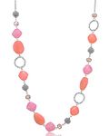 BULINLIN Beaded Long Silver Necklaces for Women, Handmade Statement Sweater Chain Necklace with Crystal Beads for Fashion Jewelry gifts(N19053-Dark light pink)