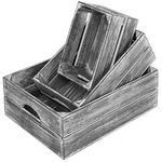 MyGift Nesting Distressed Gray Wood Storage & Accent Crates, Set of 3