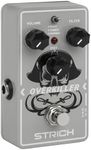 STRICH OVERKILLER Metal Distortion Pedal for Electric Guitar, Compact Mini Unit, True Bypass, 3 Control Knobs, Volume, Filter, Distribution, Three Modes, Solo, Turbo, Normal, 9V DC, Grey White