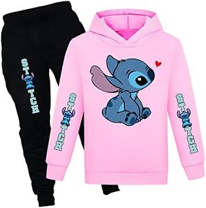 Girls Cartoon Hoodie Set Kids Princess Hooded Pullover Sweatshirt Casual Long Sleeve Clothes Suit for 4-13 Years, Pink, 11-12 Years