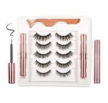 LOVELASH 5 Pairs Magnetic False Eyelash with 2 Waterproof Magnetic Eyeliner Kit, India's First 8D Faux Mink Eye lashes, Natural & Long Lasting Reusable Lashes, Free Applicator, No Glue needed.