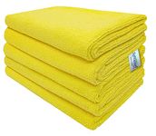 SOFTSPUN Microfiber Cloth (5pcs - 40x60cms -340GSM) Yellow, Super Soft Absorbent Cleaning Towels Cleans & Polishes Everything in Your Home.