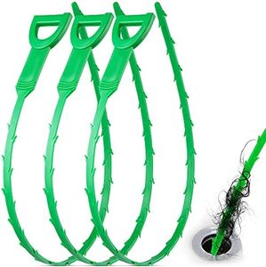 Simple Craft 3 Pack 20-Inch Plumbing Snake Drain Clog Remover - Long Flexible Toilet Snake Wire With Barbed Edges - Sink Drain Cleaner & Sink Snake For Shower Drain, Tubs, Pipes, & Toilets (Green)