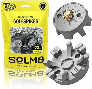 SOLM8 - Golf Shoe Cleats Metal Screw Threading Dia ¼ Inch Easy to Install on Golf & Cricket Spike Shoes (23 Count & 1 Spanner) Silver