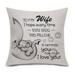 Bacmaxom Wife Gift I Hope Every Time You Hug This Pillow It Reminds You How Much I Love You Cushion Cover Throw Pillow Cover for Wife from Husband Birthday Valentine's Day (I love you-wife)