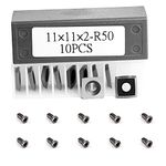 11mm Square Tungsten Carbide Replacement Cutter Inserts Radius edge 11x11x2.0mm-R50 with Screws Replacement for Woodworking Fits Spiral Helical Planer Cutter Head or lathe Turning Tipped 10pcs