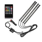 Sanhezhong Interior Car Lights, LED Car Strip Lights with Waterproof Design, 72 LED Remote Control Car Light Kit, Music Sync Under Dash Car Lighting with Car Charger, DC 12V