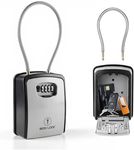 Iron Lock® XXL Key Lock Box Portable and Wall Mounted with Removable Cable Shackle Waterproof Indoor Outdoor 4 Digit Combination with Resettable Code with A B Switch Extra Large Key Lockbox Outside