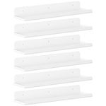 Lifewit Floating Shelves for Wall, 6 Pack White Plastic Shelf 38.1cm Room Decor for Bookcase/Vinyl Record Display/Photo/Picture in Bedroom, Bathroom, Kitchen Storage and Organization 38 x 9 cm/15x4