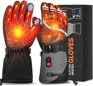 Electric Heated Gloves, 7.4V 6400mAh Rechargeable Battery Heated Warmer for Men & Women 3 Speed Heating Waterproof Touchscreen Electric Ski Gloves for Winters Sports Motorbike Hiking Cycling Camping M