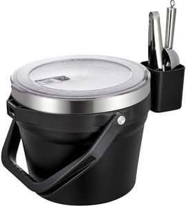 COKTIK 7L Vacuum Insulated Ice Bucket with Lid and Scoop& Tongs,Large capacity Stainless Steel Beverage Bucket for Cocktail, Champagne, Wine, Beer,Large Parties(Carbon Black Suit)