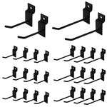 AIEX 32pcs Slatwall Hooks 4 Inch & 6 Inch, Slatwall Panel Hooks Black Slat Wall Hangers Heavy Duty Garage Slat Wall Accessories