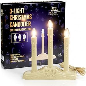 Holiday Joy - 3 Light Candle Candoliers Extra Bulbs - Great Electric Window Candle Lamp and Christmas Decorations (3 Lights)