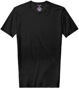 Tommy John Men's Cool Cotton 2.0 T-Shirt - 1 Pack - Stay Tuck Design - Soft Slim Fit Crew Neck Undershirt Tee (Black, Large)
