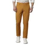 Cavallo by Linen Club Men's Cotton Linen Slim Fit Flexi Waist Casual Trousers(Size:-34)-COTRSDNO38452 Yellow