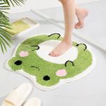 Panstar Cute Bath Mat Non Slip Frog Bath Rug for Bathroom, Luxury Absorbent Bathroom Mats, Fun Animal Shaped Shaggy Shower Rugs Washable Bathroom Decor